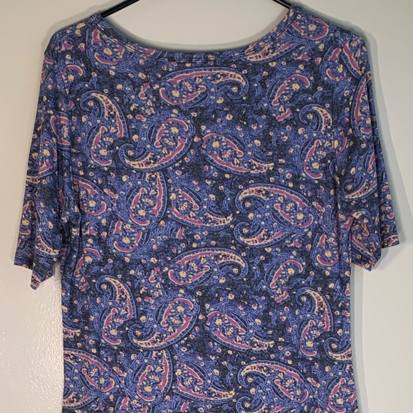 LulaRoe Julia Blue Gold Paisley Dress - Picture 5 of 5